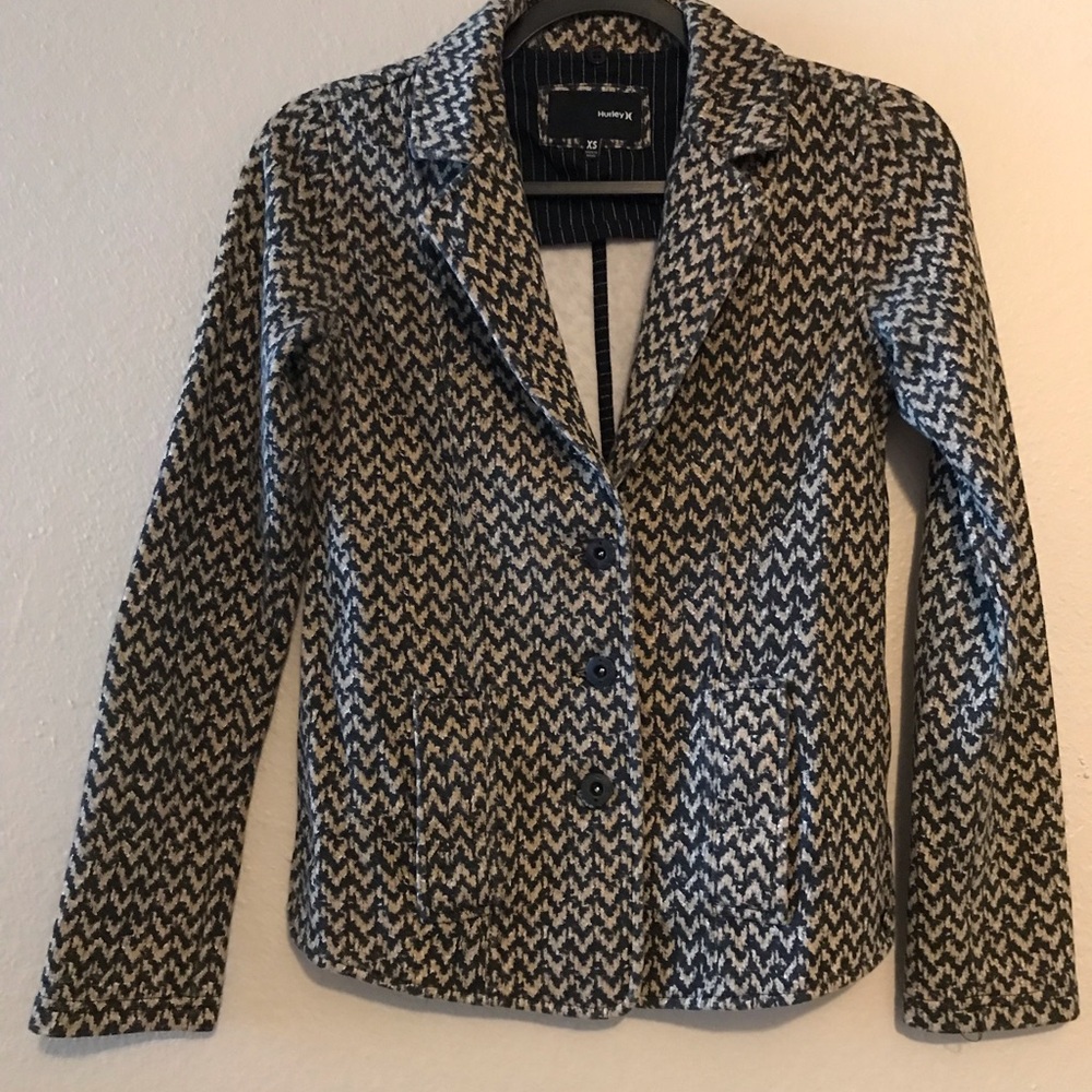 Hurley Black & Cream Chevron Blazer Jacket